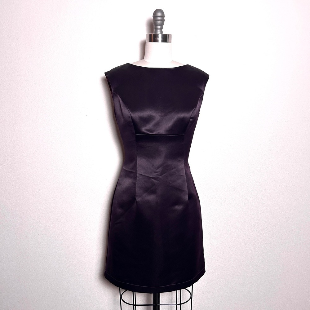 BCBG Plum Satin Vintage 90s Sleeveless Sheath Cocktail Dress Womens Size 4